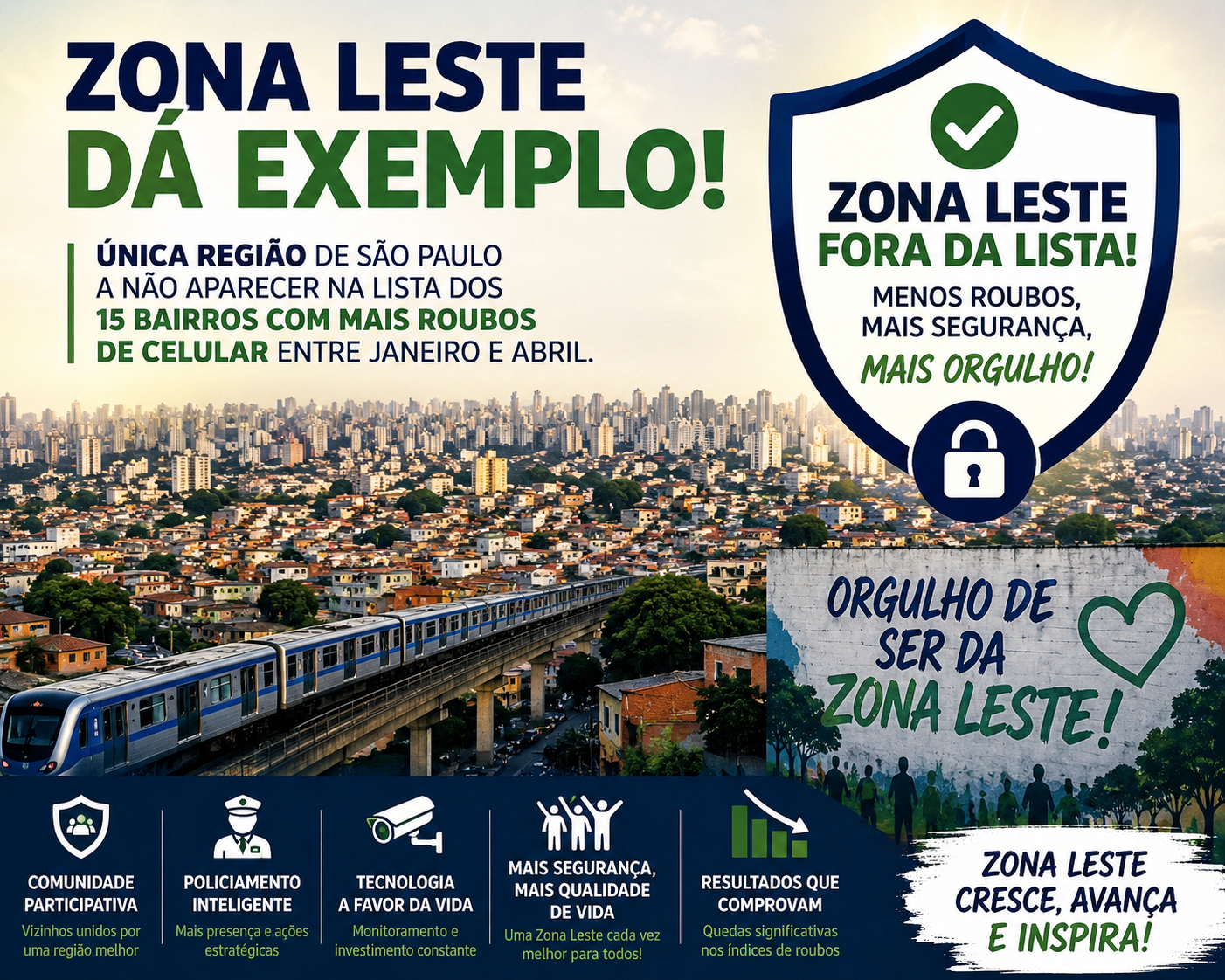 Entre 15 Bairros Zona Leste Dá Exemplo de Segurança