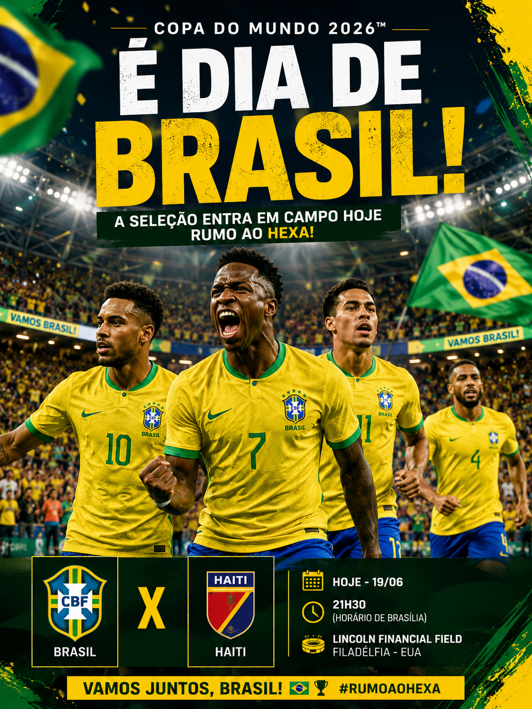 Brasil entra em campo hoje 19/06/2026