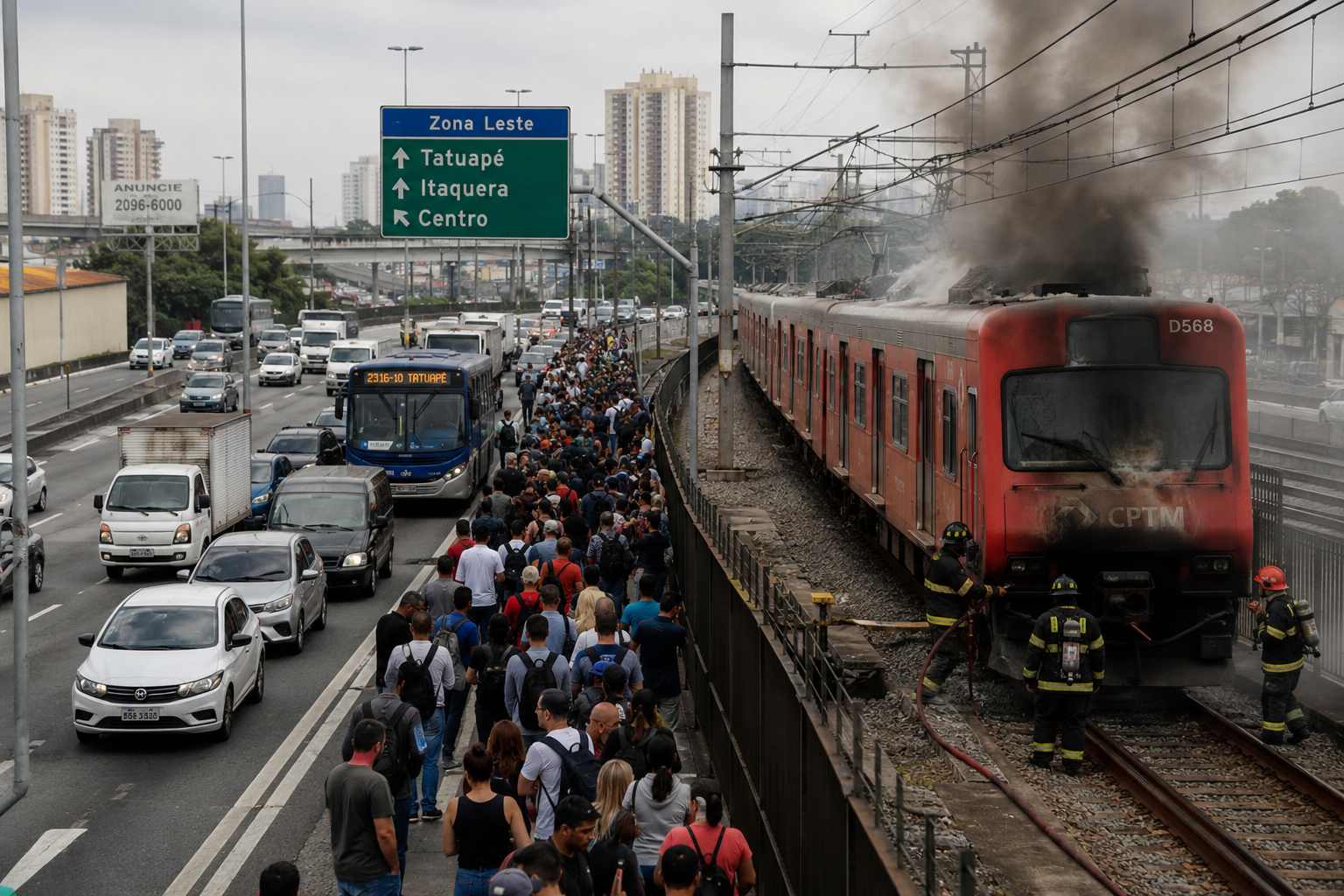 Rodízio de veículos na Zona Leste de São Paulo é suspenso após falha em trens e incêndio