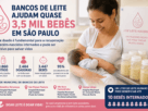 Bancos de leite ajudam quase 3,5 mil bebês